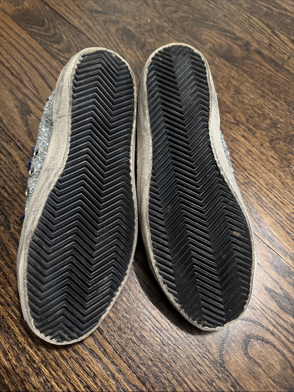 Golden Goose Silver Glitter Sneakers with Blue Star 38 - Picture 5 of 5